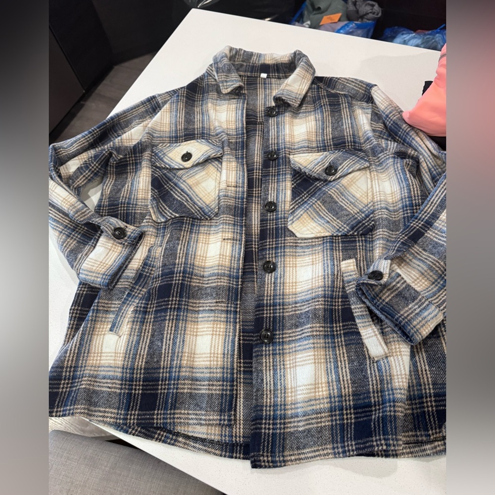 Blue and Cream Plaid Jacket